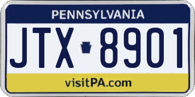 PA license plate JTX8901