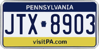 PA license plate JTX8903