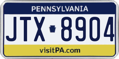 PA license plate JTX8904