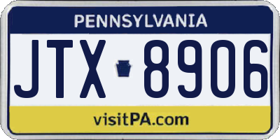 PA license plate JTX8906