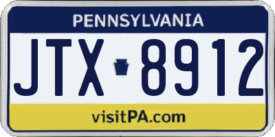 PA license plate JTX8912