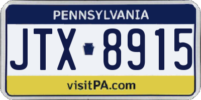 PA license plate JTX8915
