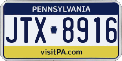 PA license plate JTX8916