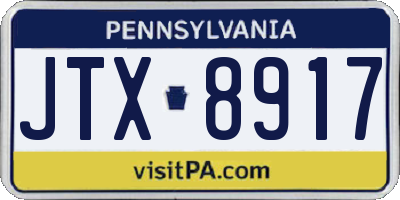 PA license plate JTX8917
