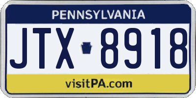 PA license plate JTX8918