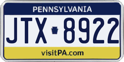 PA license plate JTX8922