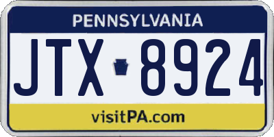 PA license plate JTX8924