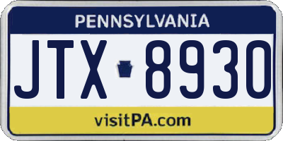 PA license plate JTX8930
