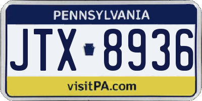 PA license plate JTX8936