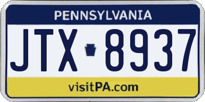 PA license plate JTX8937