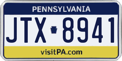 PA license plate JTX8941