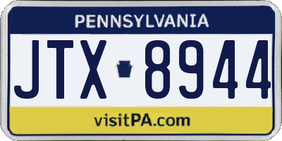 PA license plate JTX8944
