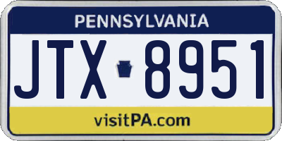 PA license plate JTX8951