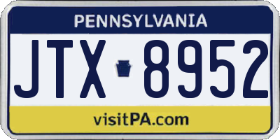 PA license plate JTX8952