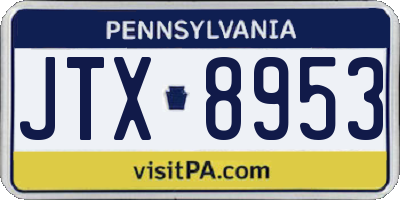 PA license plate JTX8953