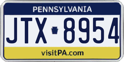 PA license plate JTX8954