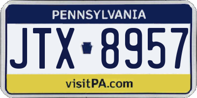 PA license plate JTX8957