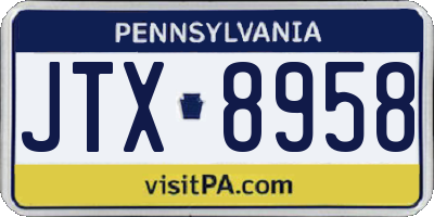 PA license plate JTX8958