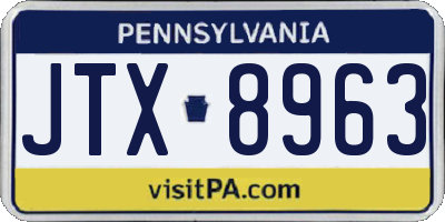PA license plate JTX8963