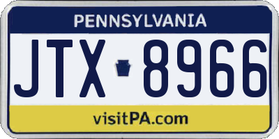 PA license plate JTX8966