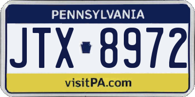 PA license plate JTX8972