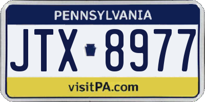 PA license plate JTX8977