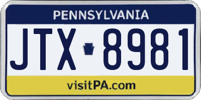 PA license plate JTX8981