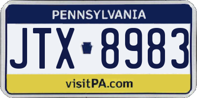 PA license plate JTX8983