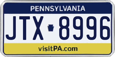 PA license plate JTX8996