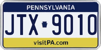 PA license plate JTX9010
