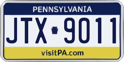 PA license plate JTX9011