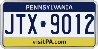 PA license plate JTX9012
