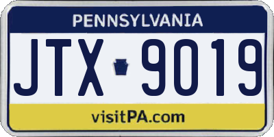 PA license plate JTX9019