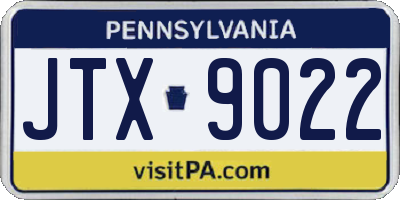 PA license plate JTX9022