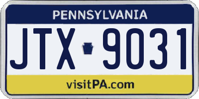 PA license plate JTX9031