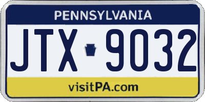 PA license plate JTX9032