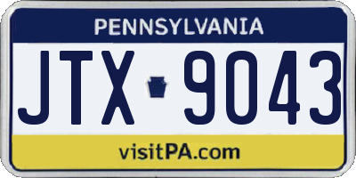PA license plate JTX9043