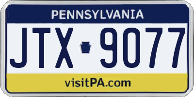 PA license plate JTX9077