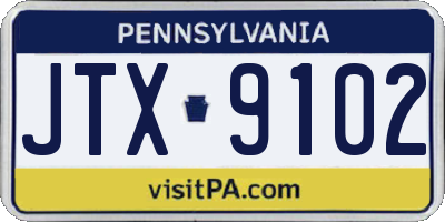 PA license plate JTX9102