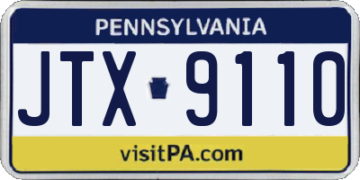 PA license plate JTX9110