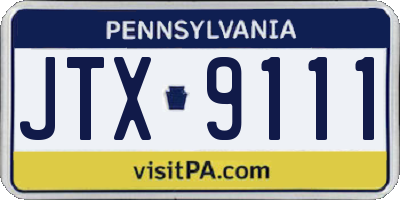 PA license plate JTX9111