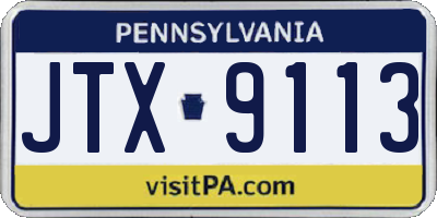 PA license plate JTX9113