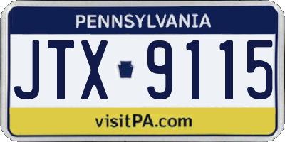 PA license plate JTX9115