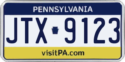 PA license plate JTX9123
