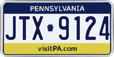 PA license plate JTX9124