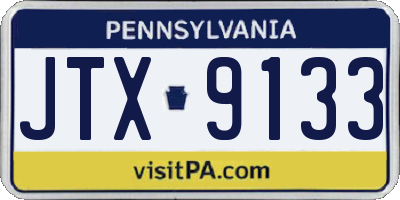 PA license plate JTX9133