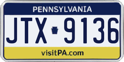 PA license plate JTX9136
