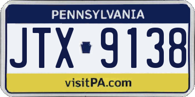 PA license plate JTX9138