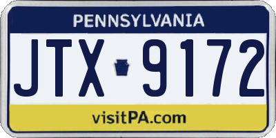 PA license plate JTX9172