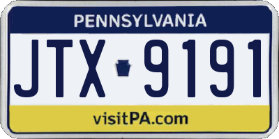 PA license plate JTX9191